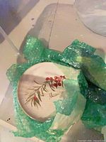 Small salad plate with painted berries and word inscription