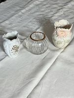 All three miniature vases side-by-side for scale and comparison