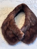 Top view of brown mink fur collar