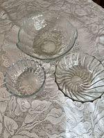 Group shot showing all three clear glass bowls