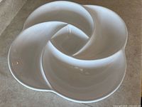 top view of white swirl sectional platter