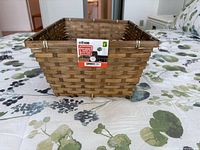 Front view showing woven pattern and retail tag