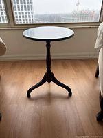 Full view of table showing pedestal base and overall design