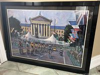 front view of framed cycling race print