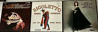Front covers of the three boxed LP sets: Pirates of Penzance, Rigoletto, French Opera Gala
