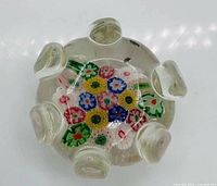 Top view showing millefiori pattern and six protrusions