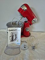 Mixer with bowl, beater attached, manual, attachments, pour shield
