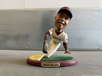 Front view showing Barry Bonds bobblehead, uniform details, nameplate
