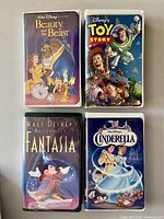 Beauty and the Beast, Toy Story, Fantasia, Cinderella tapes