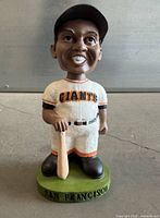 Front view Willie Mays bobblehead on green base holding bat