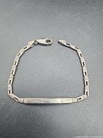 Full view of sterling silver ID bar bracelet