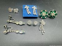Overview of all six pairs of rhinestone earrings