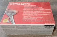 Front of SomaCare box showing branding, click activation technology and 6-piece sport pack details