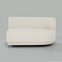 Front view of off-white curved loveseat