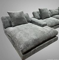 Corduroy upholstered right-arm chaise with cushions