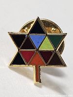 Front view showing enamel maple leaf design and colours