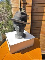 Front view of grey Biltmore fedora on mannequin head