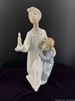 Front view of Lladró figurine showing two children and candle