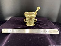 Mortar and pestle with ruler for scale