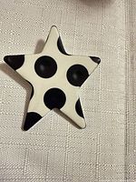 front view of star brooch showing polka dot pattern