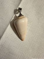 Front view of cone shell pendant showing smooth cream surface