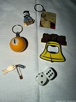 Overview of all six items on white surface