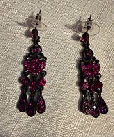 Front view of both earrings showing design and crystals