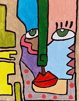 front view of abstract painting showing full artwork