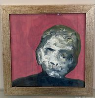 Full view of framed acrylic portrait painting