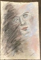 Full view of the portrait drawing showing subject and signature