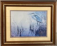 Full view of framed Great Blue Heron print