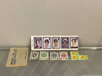 Full lot showing Diana strip, France Libre stamps, floral stamps, envelope