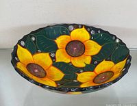 Top view showing full sunflower design inside bowl