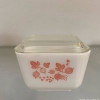 front view showing pink Gooseberry pattern and lid in place
