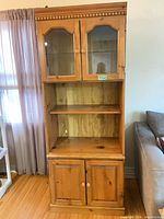 front view of solid wood hutch cabinet