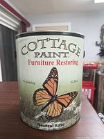 Front label of Cottage Paint furniture restoring paint can