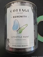 Front view of sealed Cottage Paint Serenity Warm Glow 825 ml can