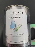 Front view of Cottage Paint Serenity Monarch 825 ml can, showing label details and volume.