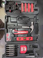 entire open tool kit showing all contents in molded case