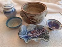 Group shot of all five pottery pieces