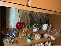 Group shot of all glass pieces on shelf