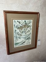 Framed print on wall