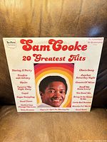 Front cover of Sam Cooke 20 Greatest Hits LP showing artwork and titles