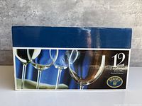 Front of boxed Bohemia set showing three glasses and product info