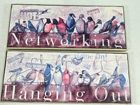 Both framed bird prints full view showing titles