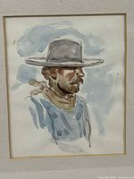close view of watercolor cowboy portrait