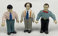 Front view of all three 3.5 in PVC Three Stooges figures