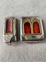 Front view closed showing both shrine cases and glass panels