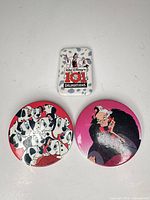 Overview of all three pinback buttons