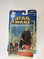 Front view of sealed Count Dooku figure on blister card